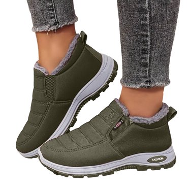 Pandaie Bottes d'Hiver pour Femmes Imperméables Antidérapantes Bottillons de Neige à la Cheville Soutien de Voûte Plantaire Orthopédique Espadrilles de Marche d'Extérieur Chaussures Vert 8