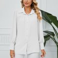thumbnail image 4 of cfhntfmh Button down Shirts for Women Ruffle Long Sleeve Work Tops Textured Oversized Loose Collared Dressy Casual Blouse S-Xxl, 4 of 7