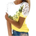 thumbnail image 1 of Birdeem Women Printing Short Sleeve Round Neck Pullover Lace Tops Shirts Blouse, 1 of 1