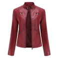 thumbnail image 5 of Veste de Moto Ajustée en Cuir pour Femmes avec Col Montant, 5 of 5