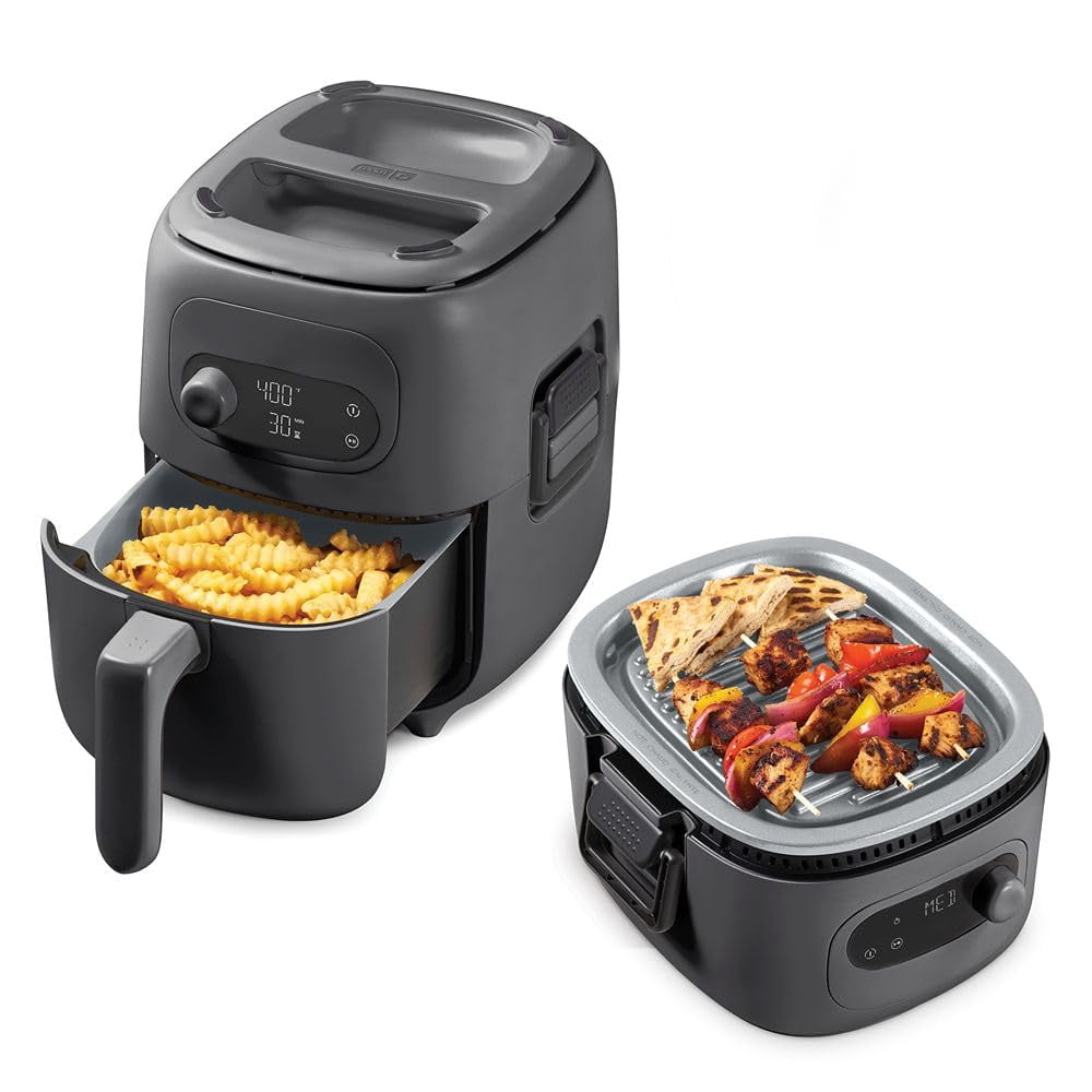 DASH Flip & Fry 2-in-1 Grill + Air Fryer, 3 QT