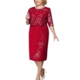 thumbnail image 2 of SMihono Robe d'Été pour Femmes Grande Taille Mode pour Femmes Dentelle Élégante Robe de Mère de la Mariée Longueur Genou Robe Grande Taille, 2 of 5