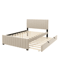 thumbnail image 4 of Full Size Velvet Upholstered Platform Bed with Twin Size Trundle, Beige, 4 of 8
