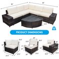 thumbnail image 2 of Gymax 6PCS Wicker Furniture Sectional Sofa Set w/ Cushions Off White, 2 of 10