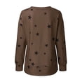 thumbnail image 4 of LUXUR Tee-Shirt Femme Col Rond Manches Longues T-shirt Chandail en Molleton Pull Imprimé Étoiles Khaki 5TG, 4 of 6
