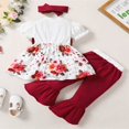 thumbnail image 4 of MesaSe Bébé Filles Bell Bas 3Pcs Floral Tenues à Manches Longues / Courtes Patchwork Tops Évasé Pantalon Bandeau Rouge Manches Courtes, 4 of 7