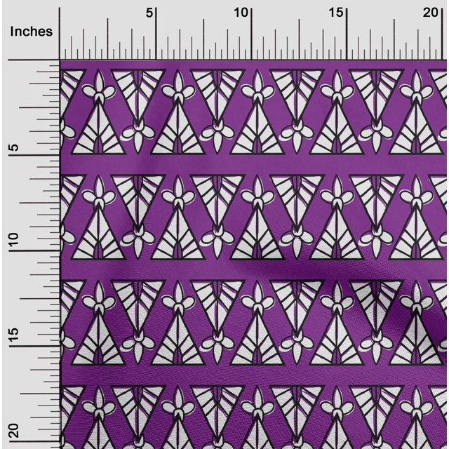 oneOone Coton Bio Voile Tissu Imprimé Floral & Triangle BTY 42 Pouces de Large