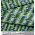 thumbnail image 2 of Soimoi Velvet Fabric Stripes & Whale Fish Ocean Fabric Prints by Yard 58 Inch Wide, 2 of 5