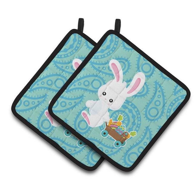 Carolines Treasures BB6898PTHD Pâques Rabbit Paisley Bleu Paire de Porte-Casseroles