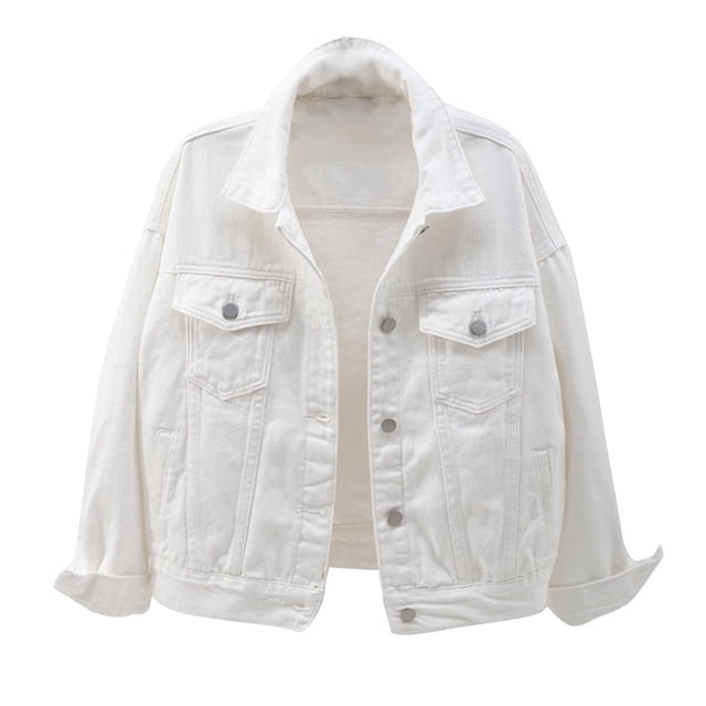 jsaierl Women Spring And Autumn Coats Warm Solid Long Sleeve Denim Jacket Outerwear