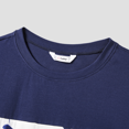 thumbnail image 3 of PatPat Family Matching Modern Blue and White Botanical Leaf Design Button Strap Dress and Color Block Tee Sets, 3 of 4