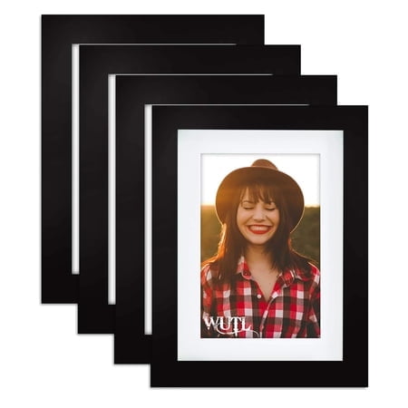 5X7 Black Picture Frames Natural Solid Wood Environmental Paint Photo Frame For Table Or Wall Decorate 4 Pack