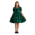 thumbnail image 4 of Penkiiy Toddler Girls Net Yarn Mesh Bow Ruffles Birthday Party Gown Long Dresses 8-9 Years Green, 4 of 9