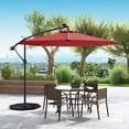 thumbnail image 4 of Gymax Parasol Déporté de Patio 10 Pi avec Lumières Solaires Parasol de Terrasse avec Réglage d'Inclinaison Facile Rouge, 4 of 10