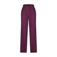 thumbnail image 3 of Yuyuzo Lounge Pants for Women Elastic High Waisted Straight Leg Solid Color Trousers with Pockets, 3 of 5