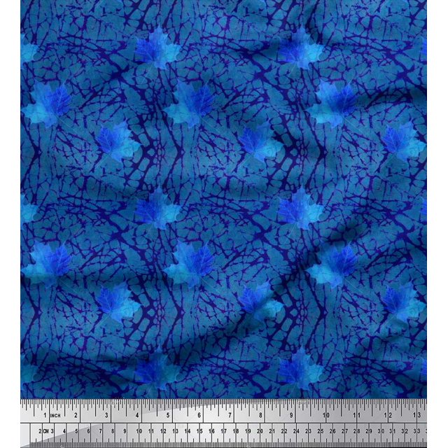 Soimoi polyester Crepe Fabric Texture & Autumn Leaves Print Fabric by the Yard 42 Inch Wide