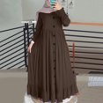 thumbnail image 2 of Kcodviy New Seasonal Muslim Linen Casual Summer Beach Dress Retro Casual Maxi Dress Dresses Summer Oversized Round Neck Ruffle Womens Midi Dress Hem Dress for Plus Sizes, 2 of 5