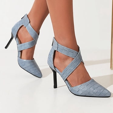 Mikilon Women's Shoes Summer Cross Straps High Heels Casual Zip Pointed Toe Sandals Serpentine Stilettos