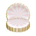 thumbnail image 1 of 8PCS Disposable 9 Inch Plates Pink Stripes Compostable Paper Tableware Set Ecological Degradable Dinnerware for Birthday Barbecues Camping Picnics Party, 1 of 8