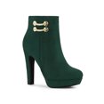thumbnail image 1 of Unique Bargains Bottines à Talon Bloc Haut pour Femmes à Bout Rond avec Fermeture Éclair Latérale, 1 of 8