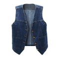 thumbnail image 1 of 2025 Womens Sleeveless Denim Vest Womens Denim Jacket V Neck Button Down Down Jacket Jean Jacket Plus Size Mini Skirt Dress Woman Long Jean Jacket Womens Dress, 1 of 5