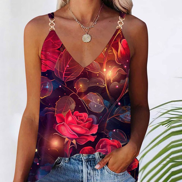 LSLJS Blouse d'Été Décontractée Sans Manches à Col en V pour Femme, T-Shirt pour Femmes, Camisole et Débardeurs pour Femmes