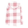 thumbnail image 4 of Fartey Plus Size Womens Plaid Fleece Shacket Jacket Oversized Flannel Button Down Fall Hoodie Jackets with Drawstring Warm Winter Coats Pink 2XL, 4 of 8