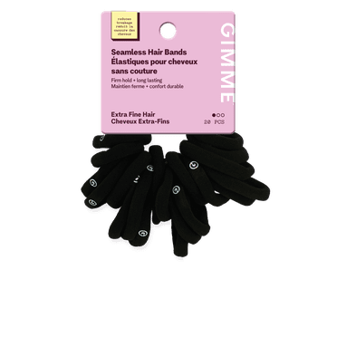 Gimme Beauty Seamless Hair Ties for Extra Fine Hair, Ponytail Holder, Black, 20 Count