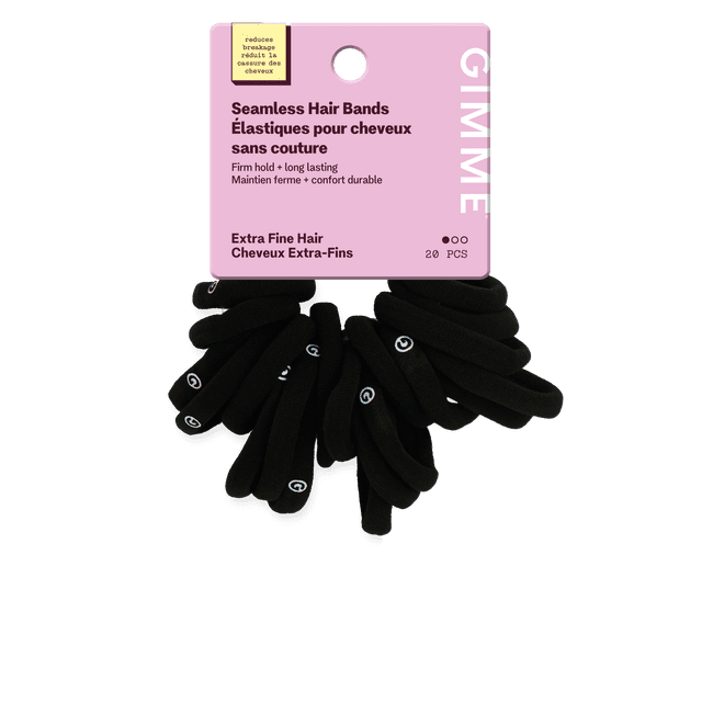 Gimme Beauty Élastiques Cheveux Extra Fins, Queue de Cheval, Noir, 20 Unités