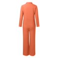 thumbnail image 5 of GDREDA Womens Cotton Linen Set 2 Piece Outfits Summer Button Down Shirt Wide Leg Pants Matching Sets Orange,M, 5 of 5