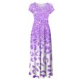 thumbnail image 4 of Robes pour Femmes 2024 Été Oversize Col Rond Manches Courtes Imprimé Quotidien Décontracté Vintage Bohème Robe Maxi Rabais de 50 % Liquidation!, 4 of 5