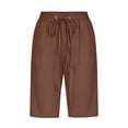 thumbnail image 4 of Timegard Womens Plus Size Shorts Elastic Waisted Drawstring Lightweight Casual Knee Length Shorts with Pockets, 4 of 5