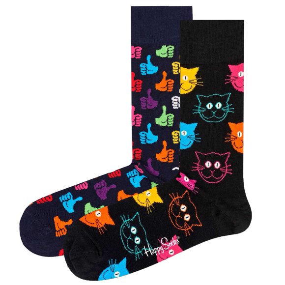 Happy Socks Unisex Socks, 2-pack - Classic Crew, Organic Cotton, Mix of Colours Cat 41-46 (UK 7,5-11,5)