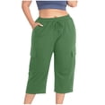 thumbnail image 1 of Wlynlyn Plus Size Capri Pants for Women Drawstring High Waisted Sweatpants Straight Leg Summer Cropped Trousers Size XXL, 1 of 7