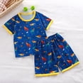 thumbnail image 3 of PMVFHDE Ensemble T-Shirt à Manches Courtes et Shorts Imprimé Dessin Animé pour Garçons, Col Rond Mignon avec Pantalon Assorti Tenue Décontractée pour Temps Chaud 2 Pcs Z25024A-Bleu Foncé, 5-6 Ans, 3 of 3