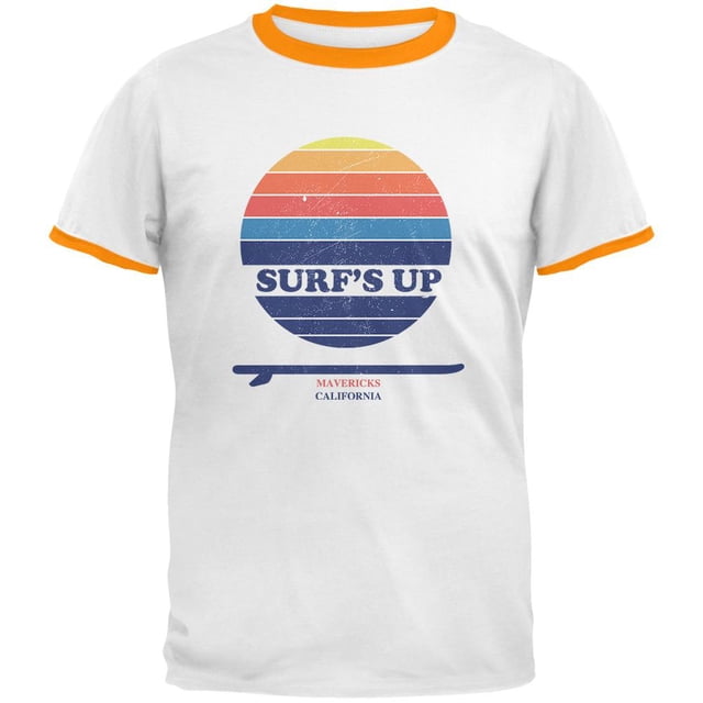 T-shirt à Col Contrastant pour Hommes Surf's Up Mavericks California