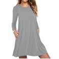 thumbnail image 2 of zanvin Hauts pour Femmes, Mode pour Dames Décontractée à Manches Longues, Robe T-shirt Ample Unie avec Poches, Chemise, 2 of 5