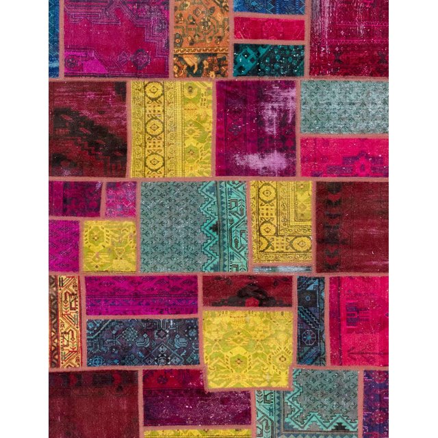 Ahgly Company Tapis Rectangulaire Intérieur Abstrait Amande Foncée Patchwork, 2 Pieds x 3 Pieds