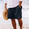 thumbnail image 2 of Men's Linen Shorts Casual Elastic Waist Drawstring Summer Beach Shorts, 2 of 6