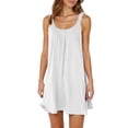 thumbnail image 1 of Robe Courte d'Été pour Femme de Plage - par-Dessus de Bikini, Sans Manches Évasée, Robe T-Shirt Décontractée Mini, Polyester, Tailles P - TTG, 1 of 4