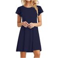 thumbnail image 1 of Birdeem Robes Mini pour Femmes Été Décontractées à Volants Manches Courtes Mignonnes Col Rond Robe Fluide avec Poches, 1 of 9