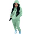 thumbnail image 3 of MAWCLOS Ladies Two Piece Outfit Drawstring Tracksuit Sets Long Sleeve Jogger Set Straight Leg Sports Hooded Neck Sweatsuits Mint Green XL, 3 of 4