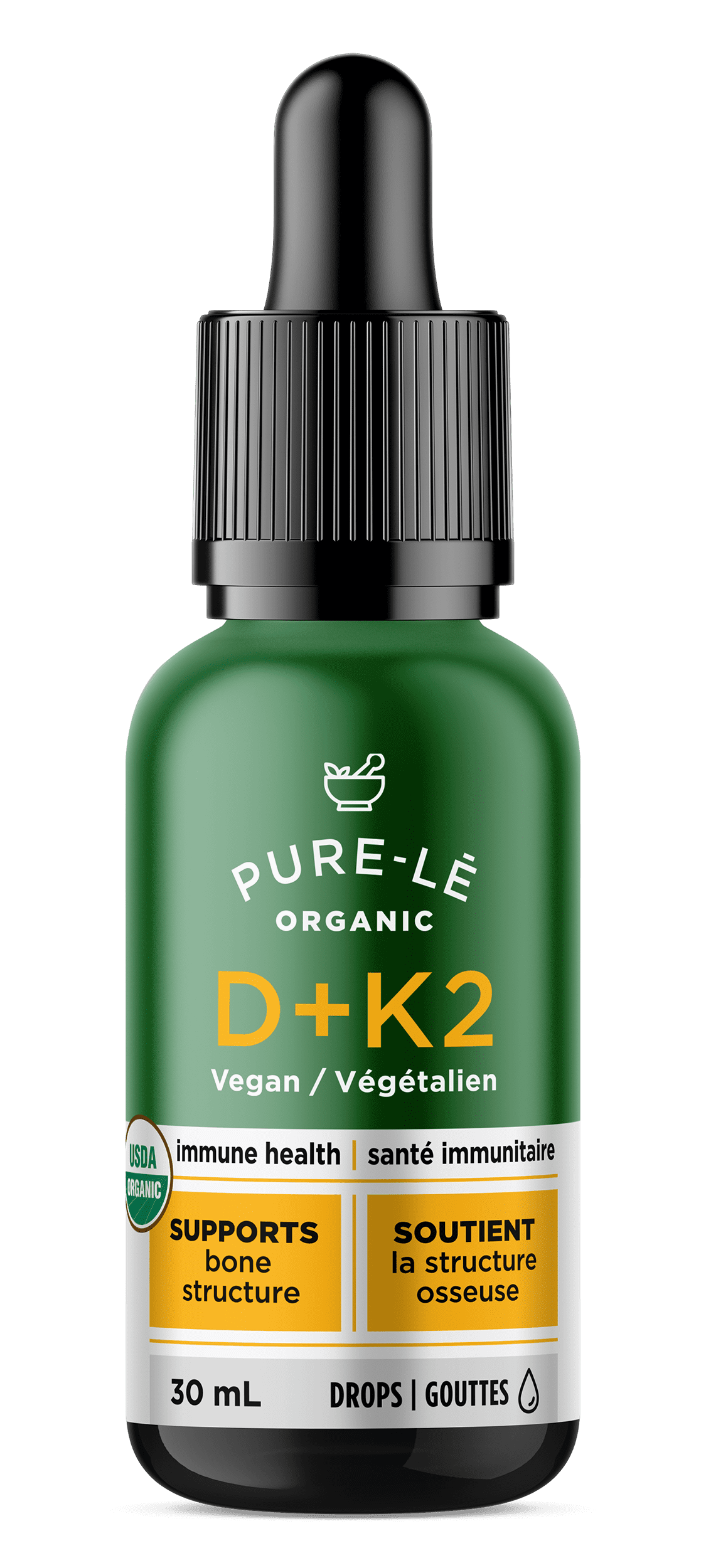 USDA Organic Vegan Vitamin D + K2 (MK-7) drops for the Whole Family – Bioavailable, fast acting for all ages. Kosher, Vegan, Non-GMO. No Side Effects - Ultra Premium Dietary Supplement Made in Canada