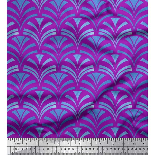 Soimoi Rayon Fabric Scales Geometric Print Fabric by Yard 56 Inch Wide