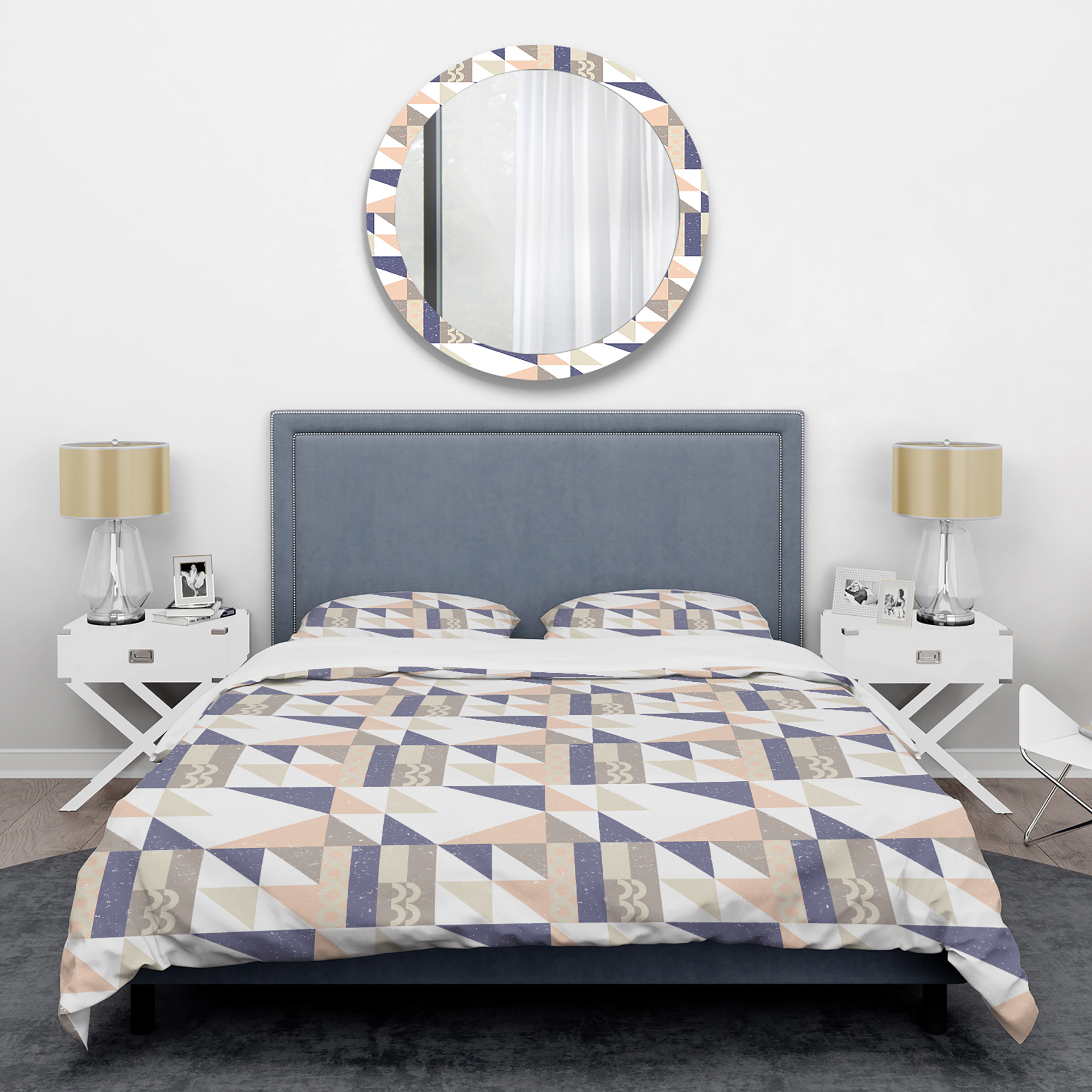 Designart 'Retro Geometric Design X' Mid-Century Duvet Cover Set