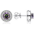 thumbnail image 2 of RYLOS Halo Designer Matching Set Sterling Silver: Ring, Earring & Pendant Necklace. Gemstone & Diamonds, 4MM Alexandrite June Birthstone; Size 9, 2 of 9