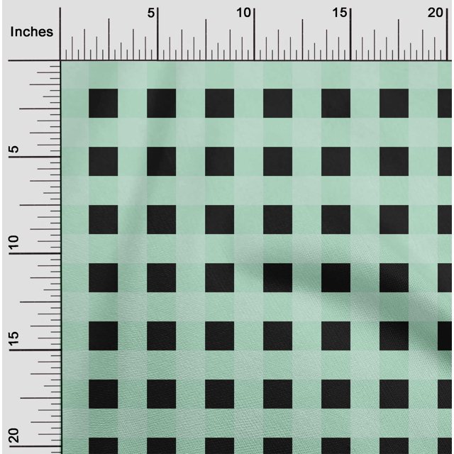 oneOone Polyester Lycra Fabric Gingham Check Print Sewing Fabric BTY 56 Inch Wide
