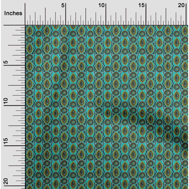 oneOone Cotton Poplin Fabric Ethnic Block Print Sewing Fabric BTY 42 Inch Wide