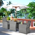 thumbnail image 3 of Patiojoy 3PCS Patio Rattan Furniture Set Outdoor Wicker Table & Chair Set w/Cushions Gray, 3 of 6