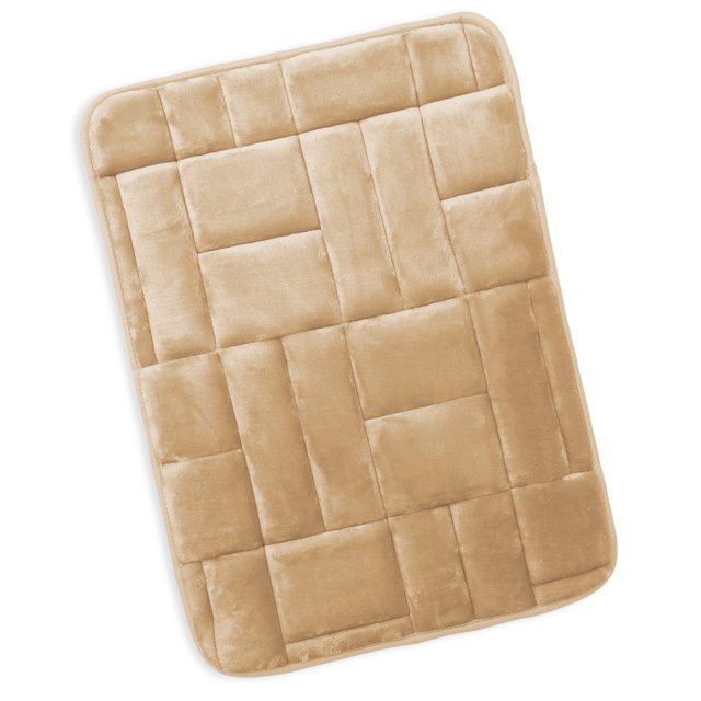 Clara Clark Bathroom Rugs, Velvet Memory Foam Bath Mat, Ultra Soft Non Slip and Absorbent - Tiled - Large - Beige